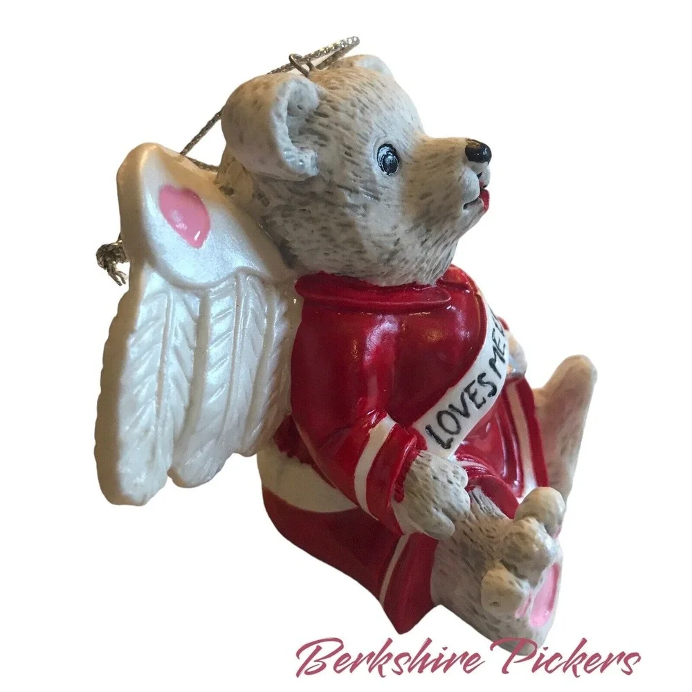 Teddy Bear‎ angel Ornament Figurine 1997 Cupid with Arrows Loves Me Loves Me Not
